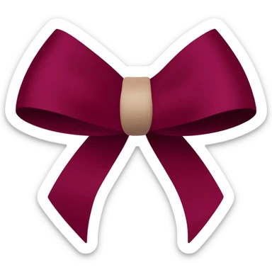 A burgundy bow with a thin beige color bow inside it sticker
