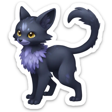 Cute cool shiny fantasy dark-shadow-themed animal hybrid Fakemon full body sticker