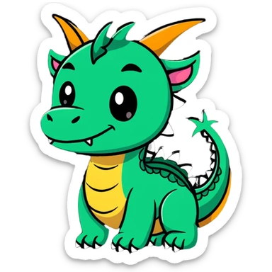 majestic dragon with horns and fierce expression sticker