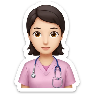 gastroenterologist with dark hair and brown eyes, light pink theme sticker