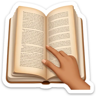 hand holding  one open book sticker