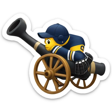 Cannon with hockey player sticker