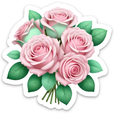 Light pink and mint rose bouquet with beautiful finish sticker