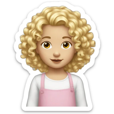 white toddler girl curly blonde long hair sticker