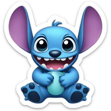 Stitch with a phone sticker