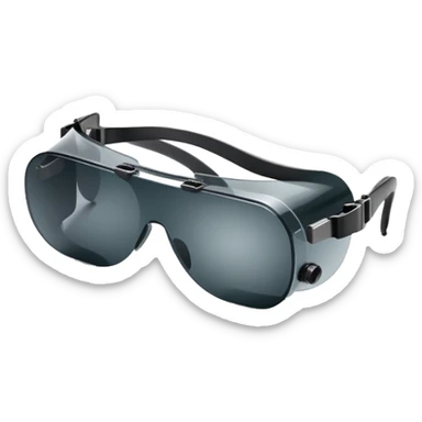 protective welding glasses, frameless design with dark tinted lenses, safety eyewear sticker