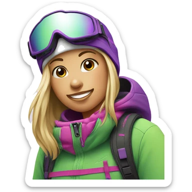 Snowboard girl pink green purple  sticker