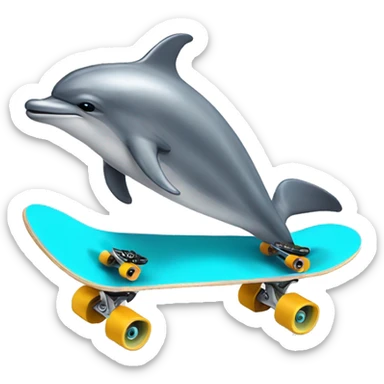 Bottle nose dolphin on a skateboard sticker