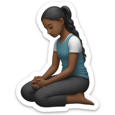girl praying with head to ground sticker