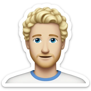 light curl blonde 30yo man blue eyed pale skin without moustache sticker