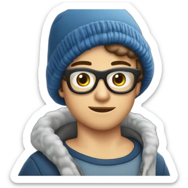 Tobey mcguire yeux bleu, lunette, chemise,  bonnet de Noël sticker