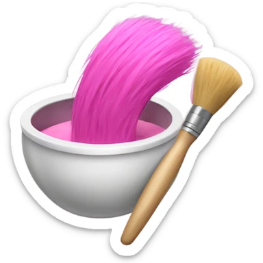 Pink hair dye bowl and brush sticker