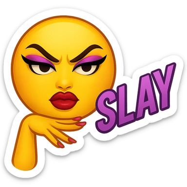 slay emoji, trendy and fierce, no background sticker