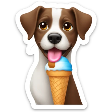 Dog eating ice cream ￼ sticker