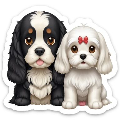 Cocker preta e uma maltês  sticker