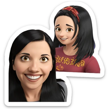smiling girl with black hair sticker