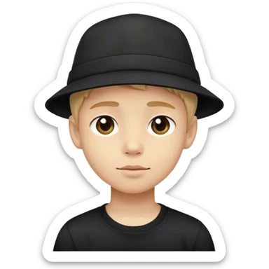 serene boy in hat black shirt sticker