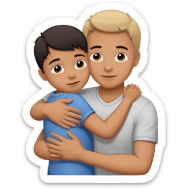 adult silhouette hugging a small child silhouette inside sticker