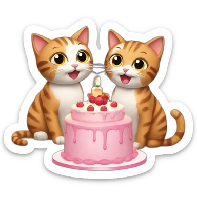 two cats celebrating their 9 year anniversary with a cake sticker