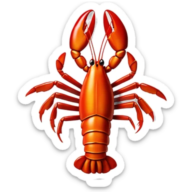 cooked red lobster served on a plate, with a focus on its claws and tail, vibrant and appetizing.” sticker