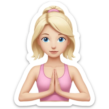 Blonde, blue eyed, yoga woman, light pink clothes, high definition  sticker