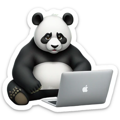 strong big muscle panda bear with macbook sticker