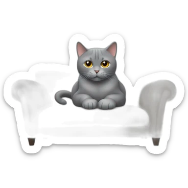 A grey British cat is sitting on the back of the sofa sticker
