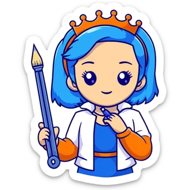 Evie from Descendants, blue hair, royal princess style, fashion designer sticker