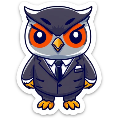 owl wearing a business suit sticker