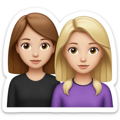 Maman cheveux marrons et fille cheveux blond sticker