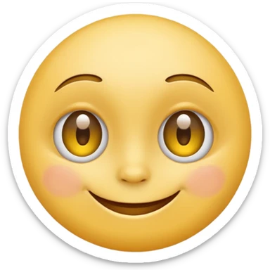 Emoji, yellow round smiling face, curved eyes sticker