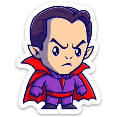 Dracula with slicked back hair and vampire cape sticker
