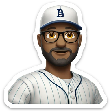 bald man with a base ball hat beard and glasses sticker