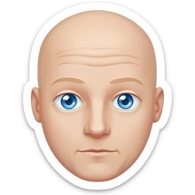 bald man, blue eyes, kind face sticker