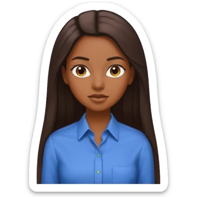 black girl working in colored formal shirt and long sleek hair sticker
