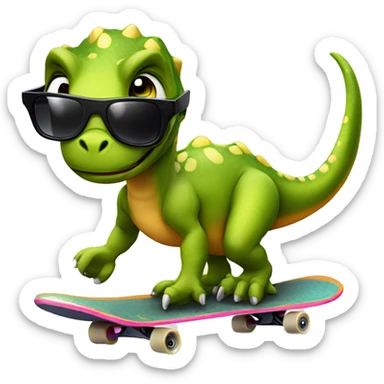 Dinosaur on skateboard with sun glasses  sticker
