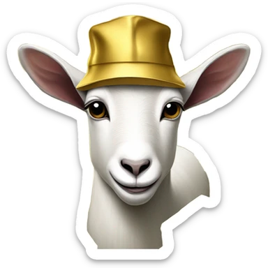 A Goat with gold chains and money and a cap  sticker