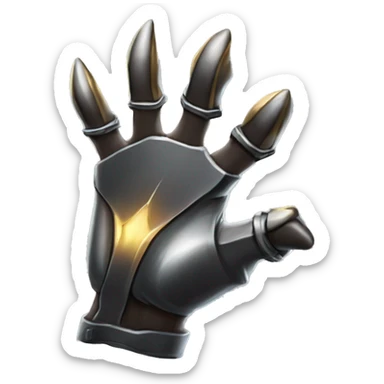 "Three sharp, metallic claws extending from a fist, shining with a steel gleam against a dark background." sticker