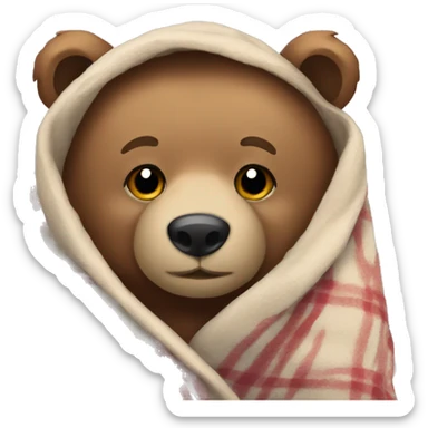 bear cozy in blanket sticker