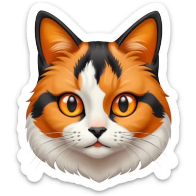 A calico cat with major of black fur amd black and orange and ehite combo on the face sticker