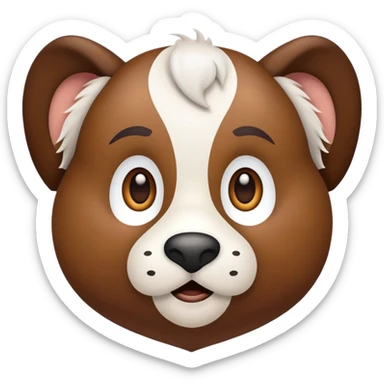 cinematic-noble-brown-and-white-co-portrait-emoji,-poised-and-regal,-with-a-large,-sturdy-build-and-a-beautifully-patterned-hide-of-rich-brown-accented-by-crisp-white-patches,-deep-set-soulful-brown-eyes,-simplified-yet-sharp-and-sophisticated sticker