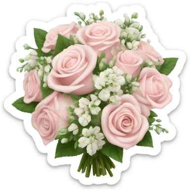 Light Pink with roses and white flowers wedding bouquet realistic  sticker