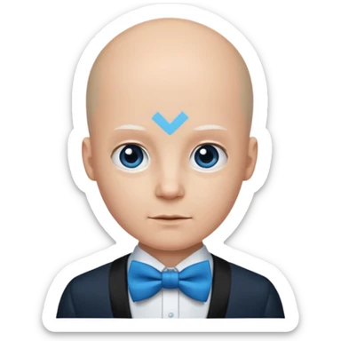 Bald with blue bow tie, balck dress sticker
