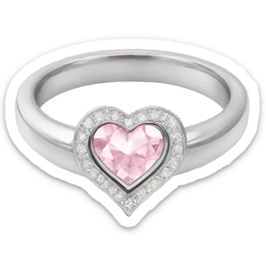 Diamond silver  ring light pink heart sticker