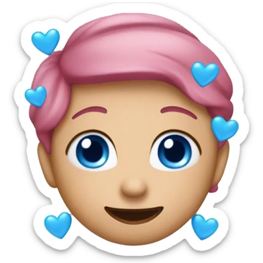 blushing with blue hearts sticker