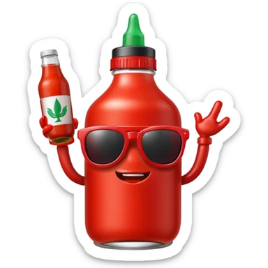 Siracha bottle with sunglasses  sticker