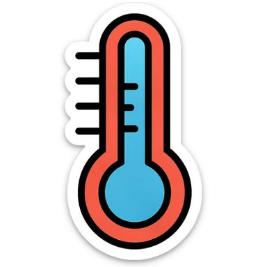thermometer in a modern color icon style, clean lines, simple and recognizable sticker