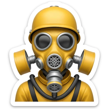 Skeleton wearing a gas mask sticker