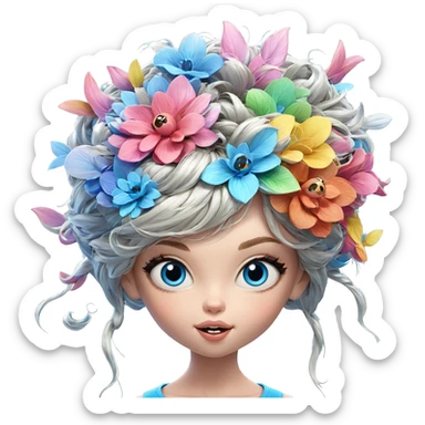 girl with blue eyes portrait sticker