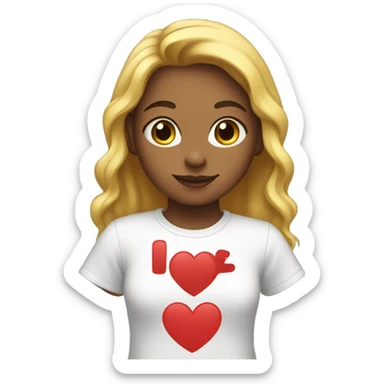 Girl wearing I love A shirt sticker
